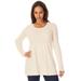 Plus Size Women's Ribbed Baby Doll Tunic Sweater by Jessica London in Ivory (Size S)