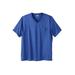 Men's Big & Tall Shrink-Less™ Lightweight V-Neck Pocket T-Shirt by KingSize in Heather Navy (Size 5XL)