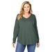 Plus Size Women's Washed Thermal V-Neck Tee by Woman Within in Pine (Size 14/16) Shirt