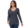 Plus Size Women's V-Neck Ribbed Sweater by Jessica London in Heather Charcoal (Size M)