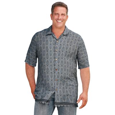 Big & Tall KS Island Printed Rayon Short-Sleeve Shirt by KS Island in Grey Paisley (Size 7XL)