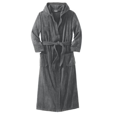 Men's Big & Tall Terry Velour Hooded Maxi Robe by KingSize in Steel (Size 9XL/0XL)