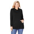 Plus Size Women's Washed Thermal Hooded Sweatshirt by Woman Within in Black (Size 30/32)