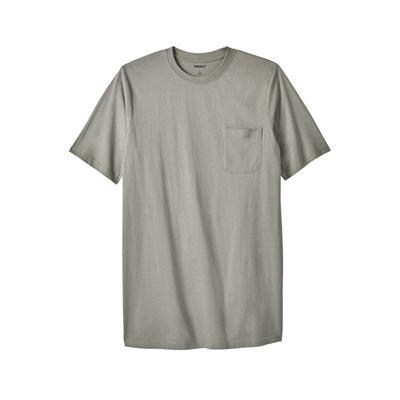 Men's Big & Tall Shrink-Less™ Lightweight Longer-Length Crewneck Pocket T-Shirt by KingSize in Misty Grey (Size 4XL)