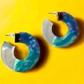 Anthropologie Jewelry | Anthropologie Blue Tide Tara Resin Hoop Earrings | Color: Blue | Size: Os
