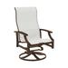 Tropitone Marconi Sling High Back Swivel Patio Chair Metal in Gray/White/Brown | 43.5 H x 25.5 W x 27.5 D in | Wayfair 452070_GRE_Bogota