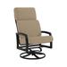 Tropitone Muirlands High Back Swivel Outdoor Rocking Chair w/ Cushions in Black/Brown | 41 H x 27 W x 32.5 D in | Wayfair 612070_OBS_Dupione Sand