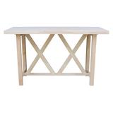 Gracie Oaks Amzi Bar Height 72" Solid Wood Trestle Dining Table Wood in Brown/White | 42 H x 72 W x 28 D in | Wayfair