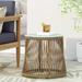 Ebern Designs Doney Side Table Glass/Wicker/Rattan | 16.25 H x 18.75 W x 18.75 D in | Outdoor Furniture | Wayfair 549FCE238ECF4330980C9CEF367D83EC