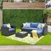 Latitude Run® Big Size 4 Piece Rattan Sectional Seating Group w/ Cushions Synthetic Wicker/All - Weather Wicker/Wicker/Rattan in Blue/Brown | Outdoor Furniture | Wayfair