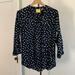 Anthropologie Tops | Anthropologie Polka Dot Navy Blouse-Size Large | Color: Blue/White | Size: L