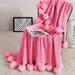 Urban Outfitters Accents | - Pompom Shabby Chic Soft Fringe Throw Bla | Color: Pink | Size: Os