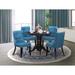 East West Furniture Kitchen Table Set- a Round Dining Table and Blue Linen Fabric Parson Chairs, Black(Pieces Options)