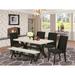 East West Furniture Dining Table Set- a Wooden Table & Black Linen Fabric Parson Chairs, Wire Brushed Black(Pieces Options)