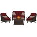 Hanover Outdoor Ventura 4-Piece Fire Pit Chat Set in Crimson Red