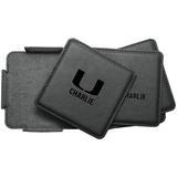Miami Hurricanes 4-Pack Personalized Leather Coaster Set