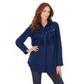 Plus Size Women's Fringe Big Shirt by Roaman's in Evening Blue (Size 28 W)