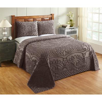 Trevor Collection Tufted Chenille Bedspread Set by Better Trends in Cocoa (Size QUEEN)
