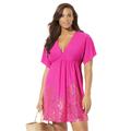 Plus Size Women's Kate V-Neck Cover Up Dress by Swimsuits For All in Pink (Size 6/8)