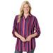 Plus Size Women's Pintucked Tunic Blouse by Woman Within in Rose Pink Multi Stripe (Size 1X)