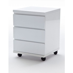 Rollcontainer in Hochglanz weiß lackiert Bürocontainer mit Schubladen 42 x 57 cm