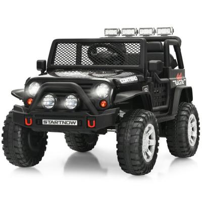 Costway 12V Kids Remote Control Electric Ride On Truck Car with Lights and Music -Black