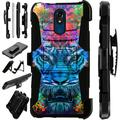 Compatible LG Stylo 5 | LG Stylo 5 Plus Case Armor Hybrid Phone Cover LuxGuard Holster (Blue Fantasty Tiger)