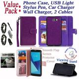 Value Pack + for Samsung Galaxy J7 Prime On Nxt On7 Prime Case Wallet Phone Case Mag Mount Ready Detachable Bumper Screen Protector Flap Cover Purple