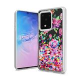 Bemz [Liquid Series] Case for Samsung Galaxy S20 Ultra Chrome TPU Quicksand Waterfall Glitter Cover with Atom Wipe - Rose Flowers