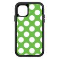 DistinctInk Custom SKIN / DECAL compatible with OtterBox Defender for iPhone 11 Pro MAX (6.5 Screen) - White & Green Polka Dots