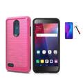 Phone Case for AT&T PREPAID LG Xpression Plus/LG Phoenix Plus LG K30 / LG Harmony 2 / LG Premier Pro Brushed Style Dual Layer Cover Case + Tempered Glass (Pink)