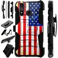 Compatible with Motorola Moto G Stylus (2020) | Moto G Power (2020) | Moto G Pro LuxGuard Holster Hybrid Phone Case Cover (US Flag Faded)