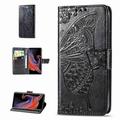 For Samsung Galaxy S8 Plus Dteck PU Leather Case [Built-in Credit Card Slots] Magnetic Design Flip Folio Leather Cover Case with Flower Butterfly Pattern black