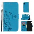 iPhone X Case iPhone XS Case - Allytech Premium Wallet PU Leather with Fashion Embossed Flower Magnetic Clasp Card Holders Flip Cover with Hand Strap Blue