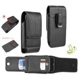 Universal 63 Phone Holster VERTICAL Leather Belt Clip Pouch Carrying Wallet Case For Extra Large Phone with 3 Card Holder Slots For Samsung Galaxy S10 5G /S10 Plus /S9 Plus /S8 Plus /Note 9 /8 -Black