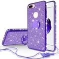 SOGA Diamond Bling Glitter Cute Phone Case with Kickstand Compatible for iPhone 8 Plus Case iPhone 7 Plus Case Rhinestone Bumper Slim with Ring Stand Girls Women Phone Cover - Purple