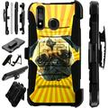 Compatible with Motorola Moto G Stylus (2020) | Moto G Power (2020) | Moto G Pro LuxGuard Holster Hybrid Phone Case Cover (Pug)