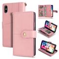 iPhone XS Wallet Case iPhone X Case Allytech Vintage Style PU Leather Folio Flop Secure Fit Magnetic Closure Folding Case with Wallet/ Card Holder For iPhone XS/ iPhone X Pink