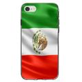 DistinctInk Clear Shockproof Hybrid Case for iPhone 7 8 SE (2020 Model) 4.7 Screen TPU Bumper Acrylic Back Tempered Glass Screen Protector - Red White Green Mexican Flag Mexico