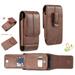 Universal 63 Phone Holster Premium VERTICAL Leather Belt Clip Pouch Hybrid Carrying Wallet Case For Extra Large Phone with 3 Card Holder Slots [Belt Loop Holster] For Apple iPhone XS MAX - BROWN