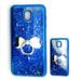 Phone Case for Samsung Galaxy J3 Star J3 2018 J3 Eclipse 2 J3 Orbit J3 Achieve J3 Express Prime 3 Galaxy J3 Prime 2 Galaxy Amp Prime 3 Glitter Liquid Motion TPU Cover + Ring Stand (Blue)