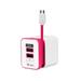 Reiko Universal Dual USB Travel Wall Charger 2A 5V - White/Hot Pink