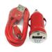 Importer520 Red Combo Mini Compact 1000mAh Car Charger + Micro USB Data Sync / Battery Charge Cable For Motorola Droid RAZR M XT907 XT901 Electrify M(Verizon U.S.Cellular)
