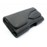 Black Verizon Leather Side Case Cover Pouch Holster Swivel Belt Clip D3Y for LG Realm Risio Spree Tribute 2 - Motorola Moto E LTE - Samsung Galaxy Amp 2 Avant J1 Prevail LTE S4 S5 Mini