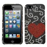 MyBat Curve Heart Hard Diamante Cover Case For iPhone SE 5 5S case cover