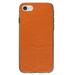 DistinctInk Clear Shockproof Hybrid Case for iPhone 7 8 SE (2020 Model) 4.7 Screen TPU Bumper Acrylic Back Tempered Glass Screen Protector - Orange Faux Leather Print Design - Faux Leather Image