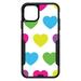 DistinctInk Custom SKIN / DECAL compatible with OtterBox Commuter for iPhone 11 (6.1 Screen) - White Multi Color Hearts