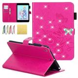 iPad Mini Case iPad Mini 2/ Mini 3 Case Allytech Emboss Butterfly Dianmond PU Leather Cover Folio Case Stand with Cash Card Slots for iPad Mini 1/ Mini 2/ Mini 3 Rose