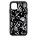 DistinctInk Custom SKIN / DECAL compatible with OtterBox Symmetry for iPhone 11 (6.1 Screen) - Silver Grey Black White Floral - Floral Damask Pattern