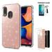 Phone Case For Consumer Cellular Postpaid Samsung A10e (NOT for A10 6.2 ) / A10e Case +Tempered Glass with Dual-Layered 2in1 Glitter-Clear Cover (2in1Glitter Rose Gold +tempered Glass)